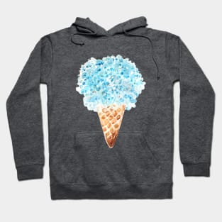 blue gypsopgila flowers cone watercolor Hoodie